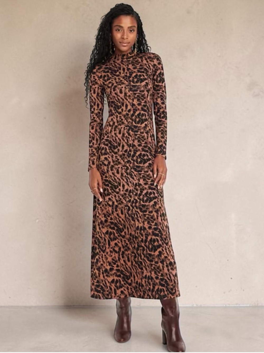 Old Navy Mock Neck Leopard Maxi Dress NWT M